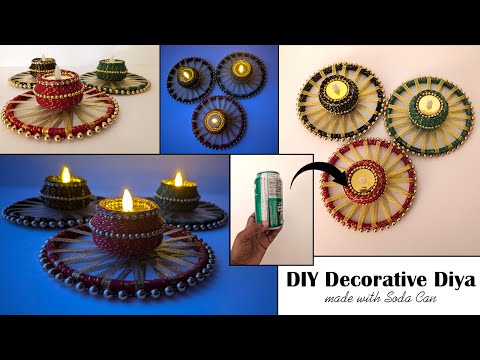 DIY Decorative Diya made with Soda can l l Diwali Decoration ideas l l Easy Candle Holder making