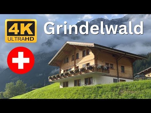 Grindelwald Switzerland Summer Walking Tour 4K - A Swiss Village Mountain Walk