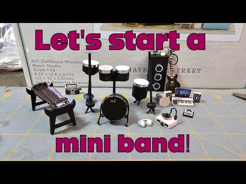 Mayberry Street Music Studio : miniature Instruments! 🪘🥁🎸🎧#miniature #dollhouse