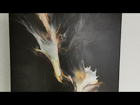 130. beautiful metallic on black. #art #pouring #acrylics #diy #dutchpour #tutorial