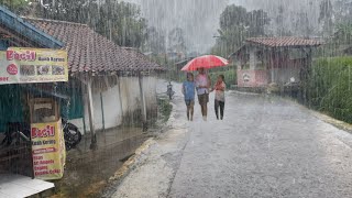 Very Heavy Rain, Strong Wind and Thunder in Village, Instant Sleep Suitable for Insomnia