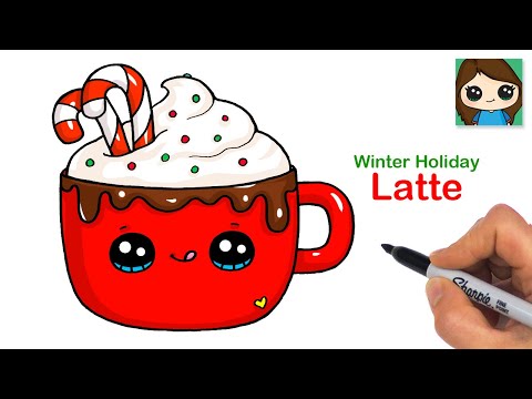 How to Draw a Winter Holiday Chocolate Latte Drink