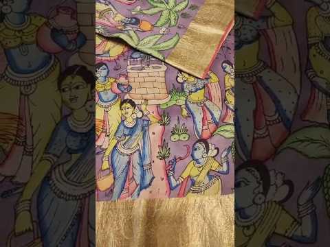 Pen Kalamkari on Kanjivaram Handloom Silk Saree | Artisan Masterpiece