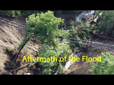 Flood cleanup and railroad trestle destruction