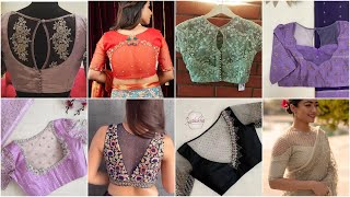 Net Blouse Back Neck Design // Net Blouses // stylish blouse design images