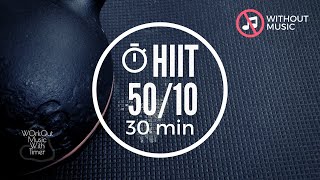 Interval Timer Without Music - HIIT 50 sec Work / 10 sec Rest | 73