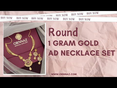 1 Gram Gold Necklace New Model - Net Design Necklace Set - Latest Fancy Gold Necklace Designs