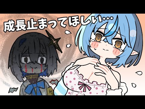 【手描き】成長しつづける自分の胸に悩みを抱えるラミィ【ホロライブ/雪花ラミィ/天音かなた/切り抜き漫画】