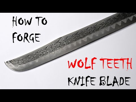 Blacksmith. How to make damascus wolf teeth knife blade.