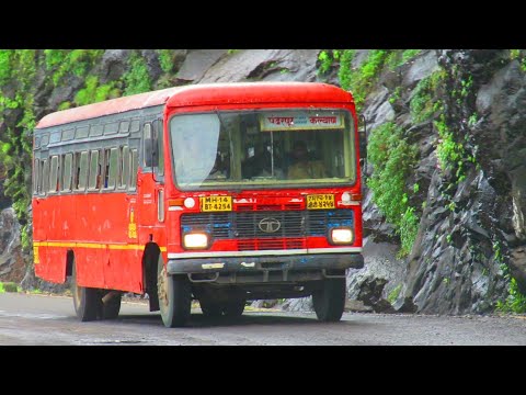 माळशेज घाट:STUNNING PANDHARPUR~NAGAR~KALYAN MSRTC BUS AT MALSHEJ GHAT~अच्छा नजारा👌