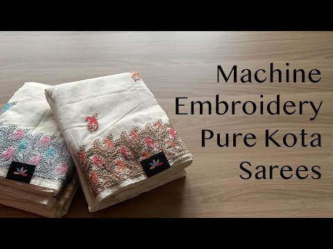 Machine Embroidery Pure Kota Sarees | Shop on www.fabk.in #fabksarees #sareelove