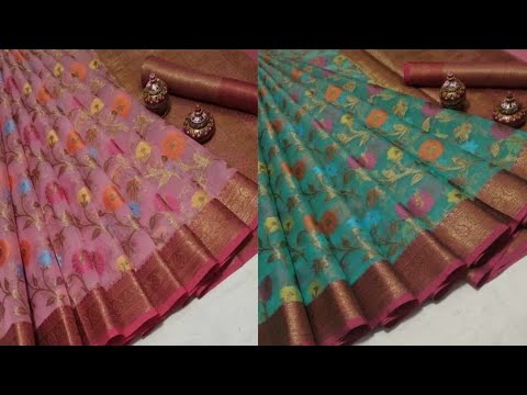 banarsi pure kora organza saree by Banars saree manufacturers