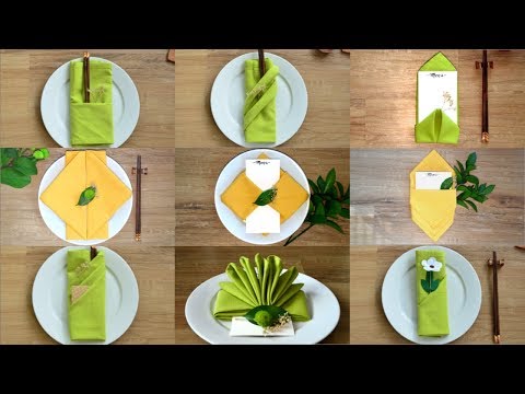 9 Beautiful Pocket Napkin Folds -  Easy Napkin Folding Video Tutorials - Episode 26