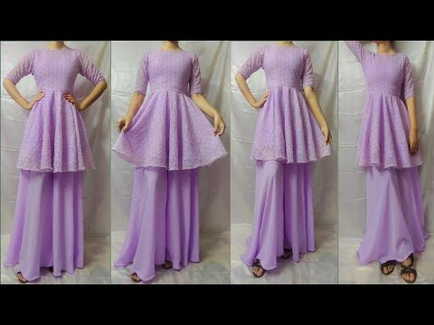 Party wear/बहुत सारे घेर की short frock कैसे बनाएं वो भी बहुत ही कम कपड़े में/Peplum kurti