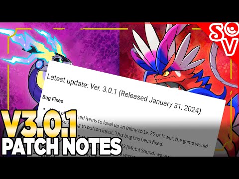 Version 3.0.1 Patch Notes for Pokemon Scarlet and Violet