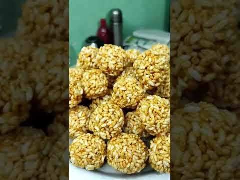 10 मिनट में परफेक्ट लड्डू कैसे बनाते हैं | murmura laddu recipe |#pufiedrice #shorts#laikeladdu