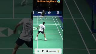 Brilliant backhand 🤯😱 by axelsen vs popov #bwf #badminton #germanopen2025 #bwfworldtour #shorts