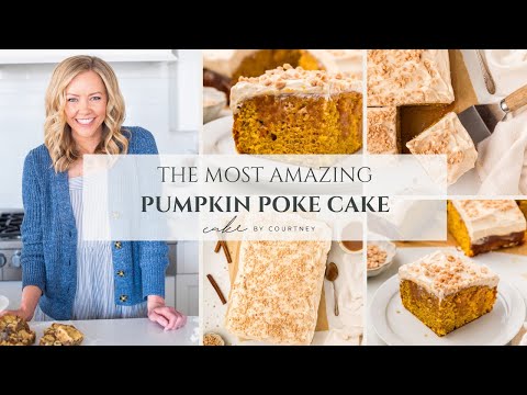 Pumpkin Poke Cake with Caramel Whipped Cream