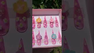 Watch Me Make Jelly Pink Kawaii My Melody Nails With Flowers! 🌸 💕