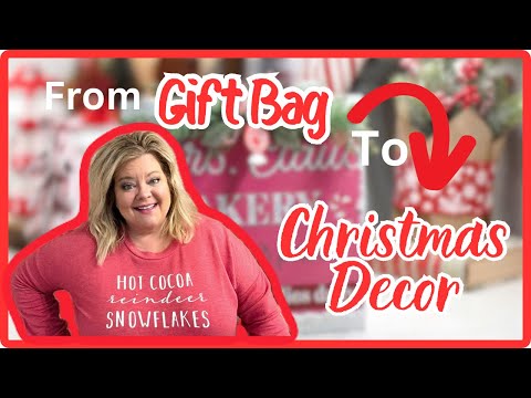 🎄How I Turned a Dollar Tree Gift Bag Into Festive Christmas Decor!!