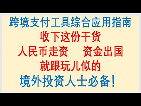 跨境支付工具综合应用指南！收下这份干货，人民币走资、资金出国就跟玩儿似的！境外投资人士必备！