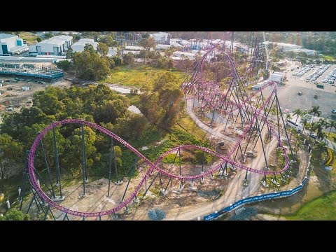 FIRST complete look at DC Rivals HyperCoaster - Point of View & Drone - Warner Bros. Movie World