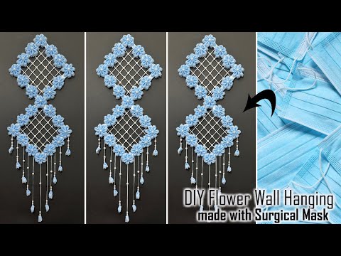 DIY How to make a Flower Wall Hanging made only with Medical Mask l l  Old unsed masks l l