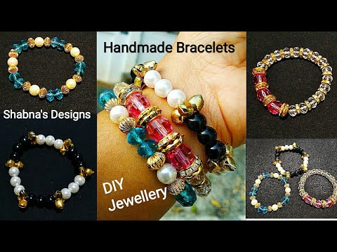 Easy Bracelets | Pearl Bracelet | Crystal Bracelet | Jewellery Making Malayalam |  Shabna's Designs