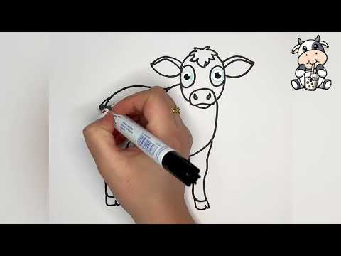 How to Draw a Cute Cow 🐄🥛🎨