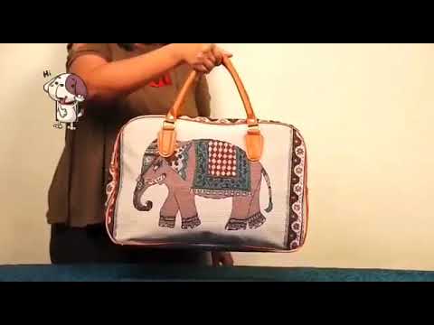 STYLISH BAG- ATTRACTIVE ELEPHANT MOTIF CANVAS DUFFEL BAG 🎒 OFFICE/OVERNIGHTING