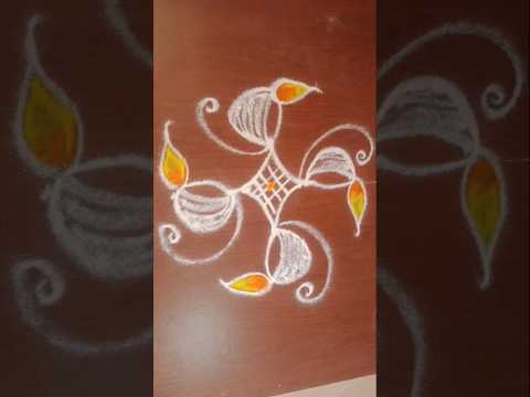 Simple Hand free rangoli design||#daily #indianart #indiandesign #flowersmugguluwithdotssmall