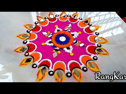 Diwali rangoli l navratri rangoli l mirrors rangoli l dhanteras rangoli l lakshmi pujan rangoli