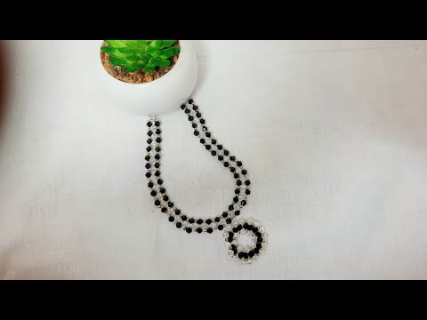 🔥Black pearl necklace banane at home with bicone crystaljewelry pearl easy Jewellery Crystal jewelry