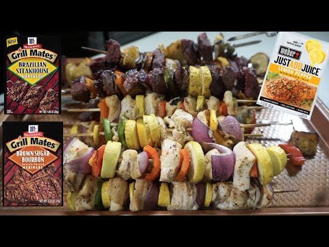 Kabobs On The Grill | Lemon Pepper Chicken & Bourbon Brown Sugar Steak Kabobs