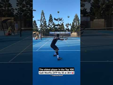 @gaelmonfils15 hitting some quality forehands in Brisbane (oldest player in the Top 100) #tennis