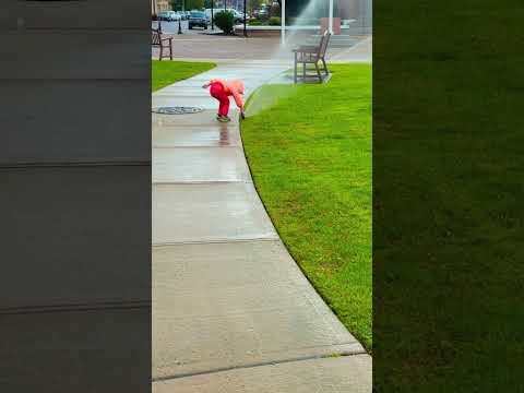 Cute little baby changes sprinklers direction😄 #shorts