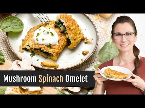 EASY Mushroom Spinach Cheddar Omelet in a HexClad Hybrid Skillet