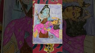 Shiva With Sati Painting #shorts #youtubeshorts #short #shivsati #drawing