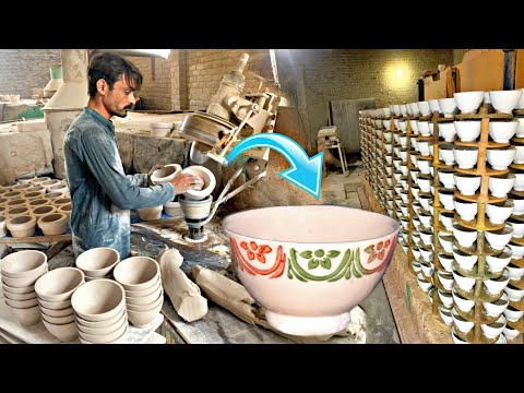 Super Clay art! how beautiful bowls making process in ceramic factory