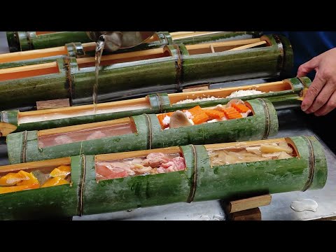 Bamboo Tube BBQ！Cut Bamboo to Make Bamboo Tube Meal   /原味覺醒,砍竹逹人竹筒飯製作-Taiwan Street Food