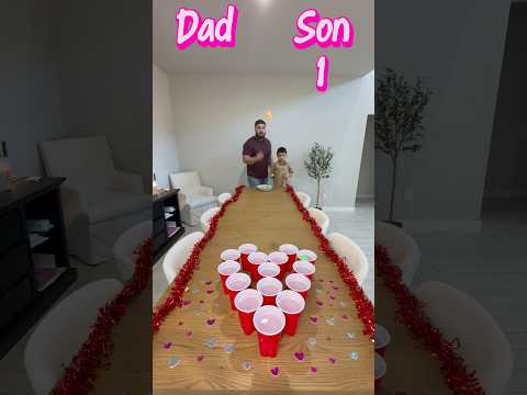 Valentine’s Day water cup challenge!! #shorts #valentinesday #challenge #family #familyfun #games