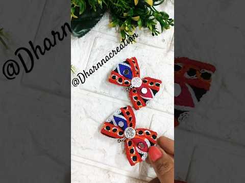 Stylish hair bow // Navratri 🔥// hair accessories #shorts #viralshorts #bow #clips #tutorial