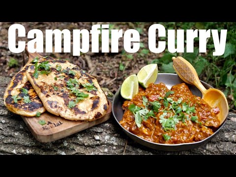 Beef Madras and Naan Bread. Delicious Curry Cooked on a Campfire.  Making Naan Bread. Making Ghee.