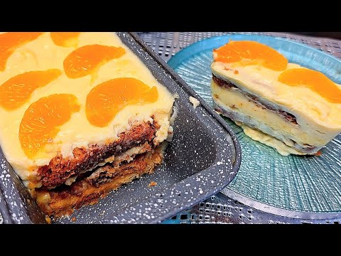 Delicious no bake QUICK DESSERT NO WHIPPING CREAM | orange dessert pudding with rusk yummy