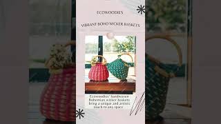 Wicker Baskets in Stunning Boho Colors Handmade Decorative Storage Basket #ecowoodies