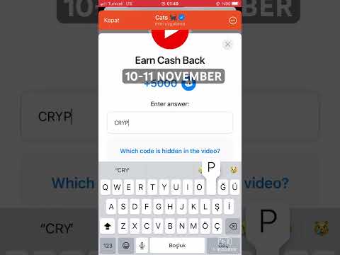 Earn Cash Back 10-11 November Cats Code | #catscode #catsairdrop #cats #catslisting #catslistingdate