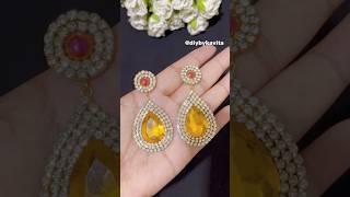 Diy Righnestone Earings Tutorial💛😍 #shorts #creative #diyearings #ytshorts #diybykavita #craft