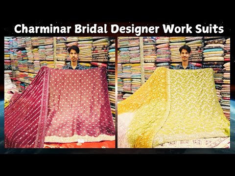 Charminar Bridal Designer Work Suits Fancy Pakistani Gotapathi Dress Materials