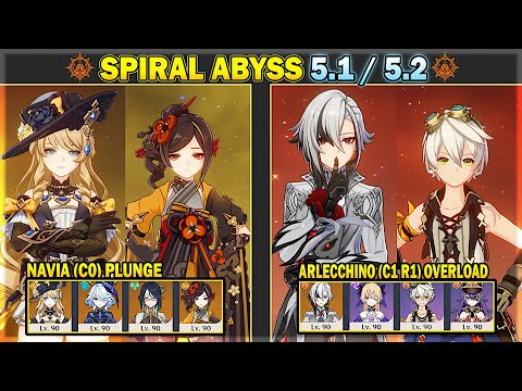 C0 Navia Plunge & C1 Arlecchino Overload | Spiral Abyss 5.1 / 5.2 Floor 12 | Genshin Impact