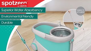 Spotzero by Milton Prime Spin Mop with Big Wheels and Stainless Steel Wringer Bucket Floor Cleaning